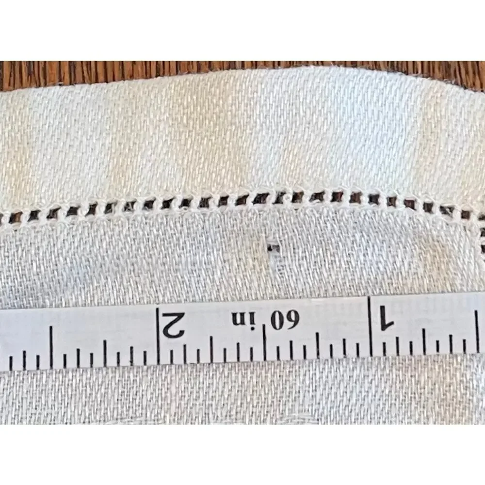 Vintage Ivory / Cream Cotton Square Napkins, Floral, Pointelle Trim, Set of 5